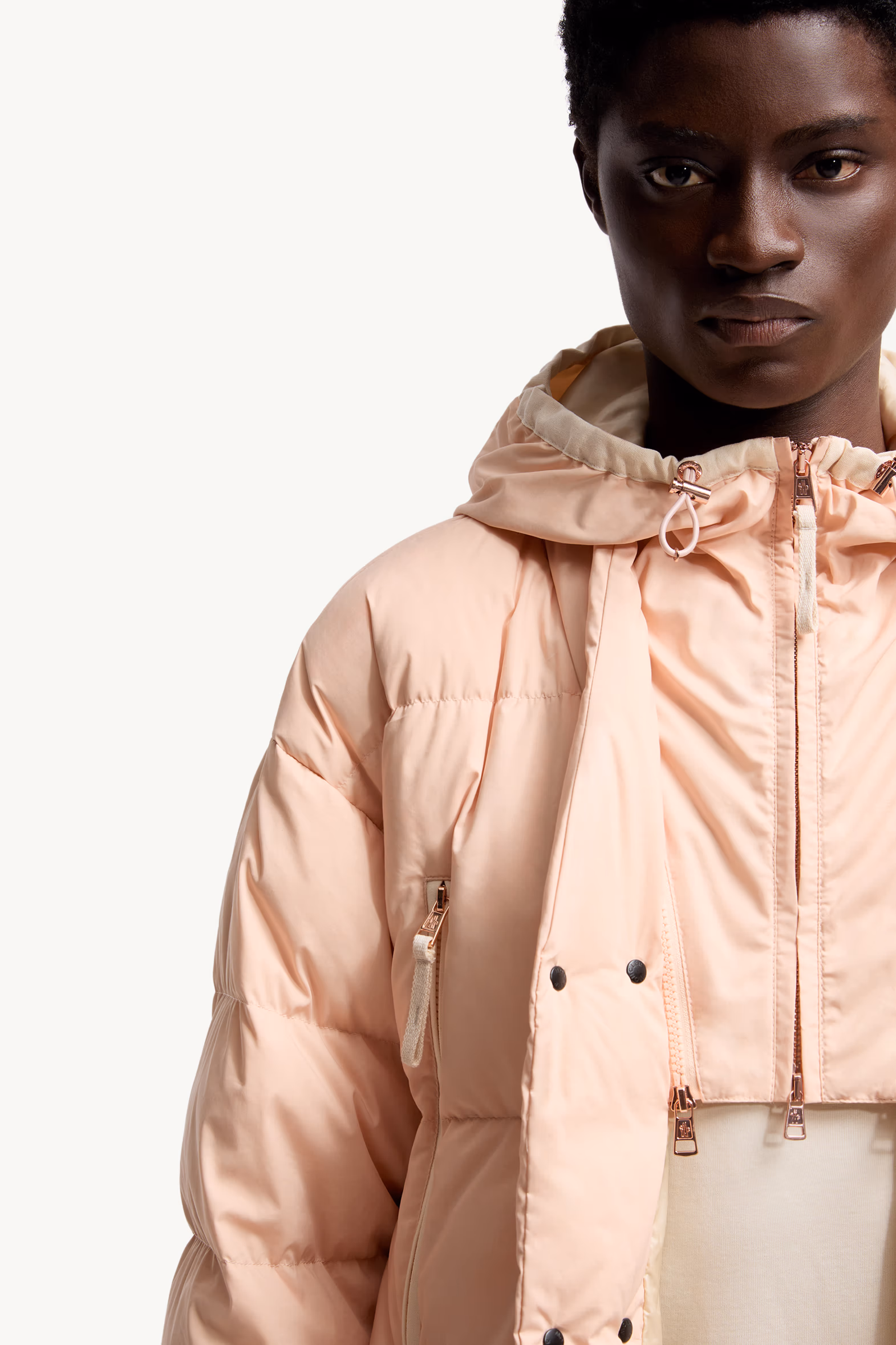Moncler x Gilga Farm Designed by Donald Glover Tangelo Short Down Jacket Men Peach Pink Moncler 7